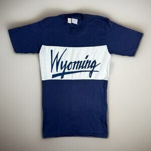 VTG Wyoming What A Break! Breakaway Shirt Blue White Stripe Men’s Size S NWT 80s